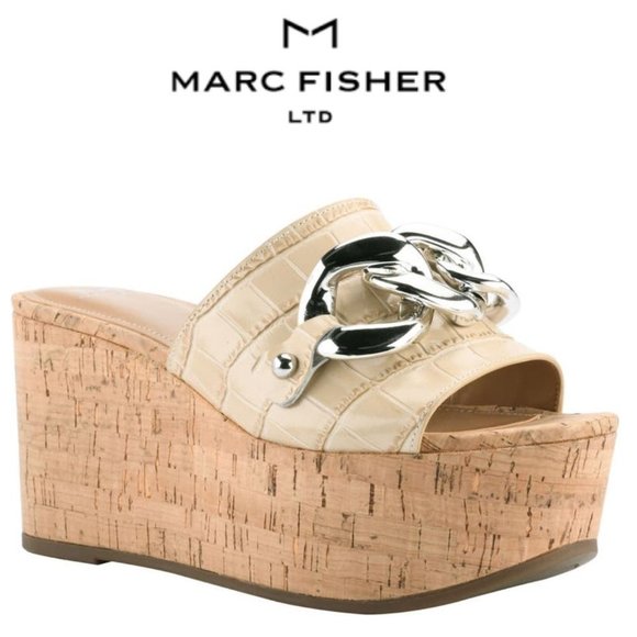 New Marc Fisher LTD Vaneda Platform Slide Sandal, Size 6.5 / 7 / 7.5 / 8.5 /9.5 - Picture 1 of 12